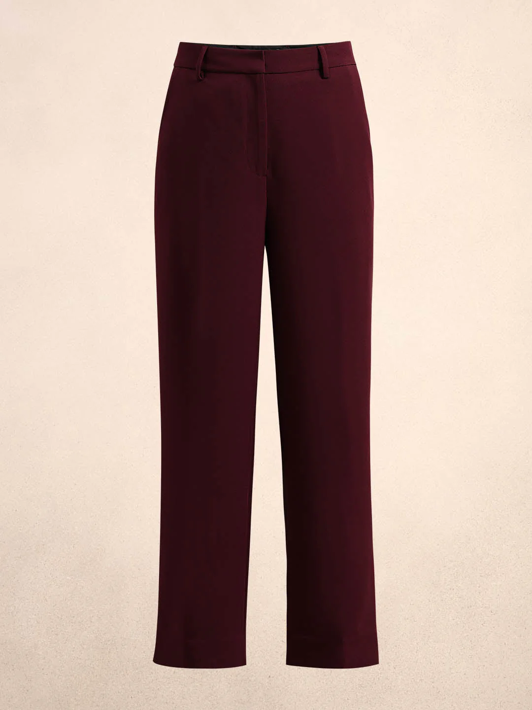 Maroon High Rise Tailored Pants - Image 7