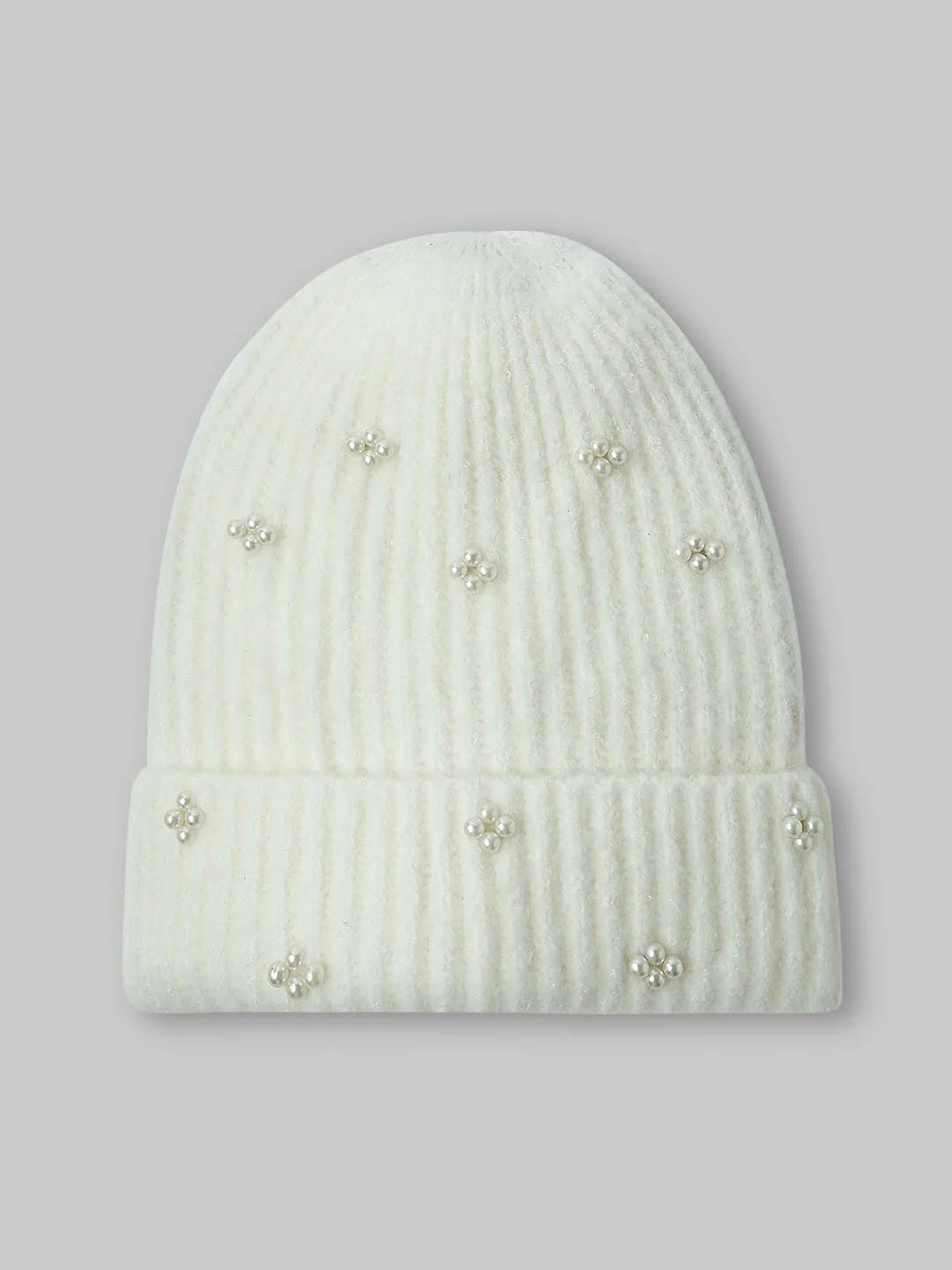 White Pearl Embellished Gloves-Scarf-Beanie Set - Image 3