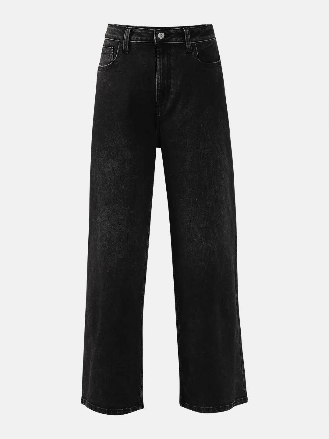 Black Mid Rise Wide Leg Jeans - Image 7