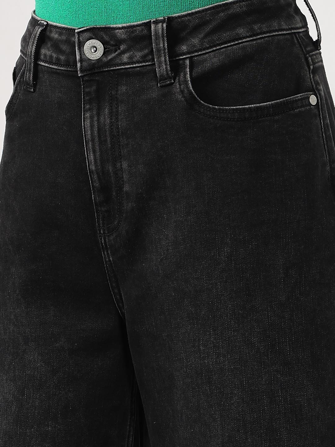 Black Mid Rise Wide Leg Jeans - Image 8