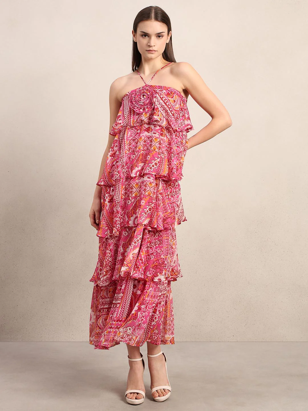 Red Printed Maxi Dress - Image 2