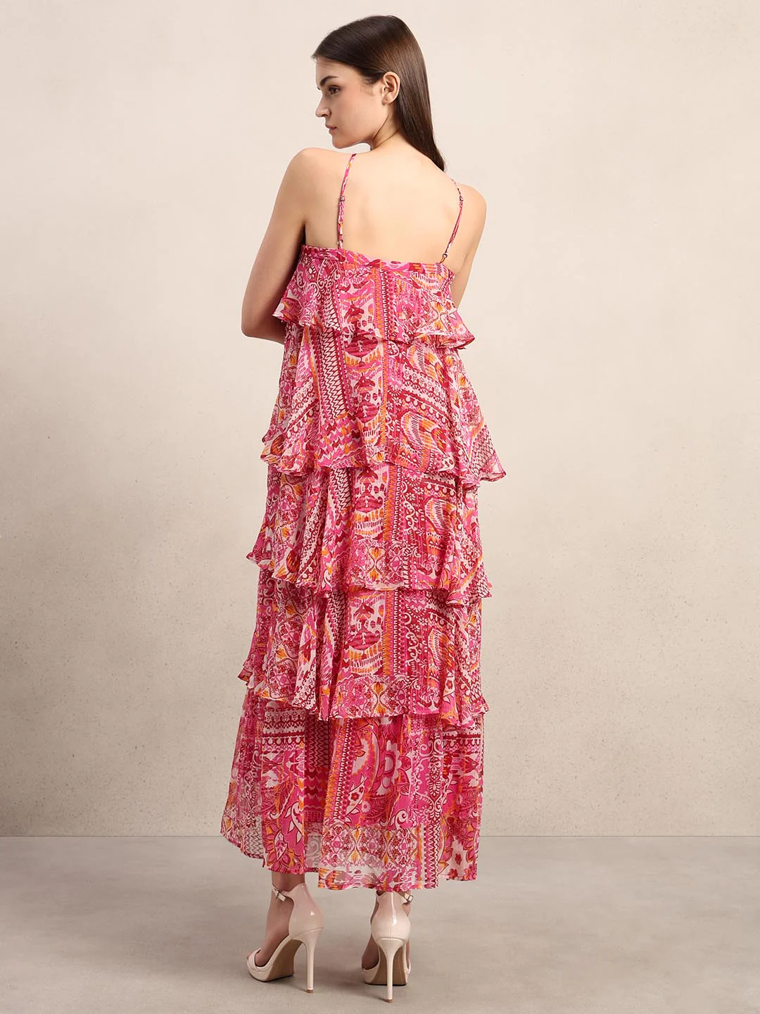 Red Printed Maxi Dress - Image 4