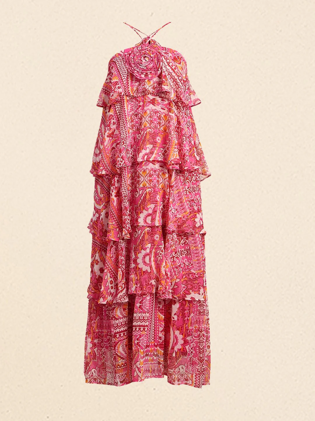 Red Printed Maxi Dress - Image 7