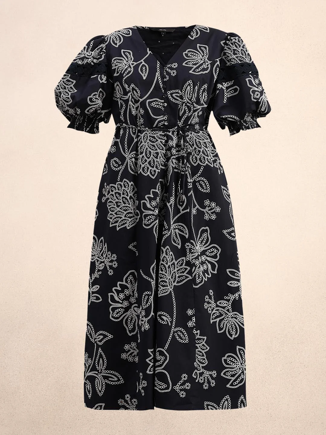 Navy Blue Printed Midi Dress - Image 7