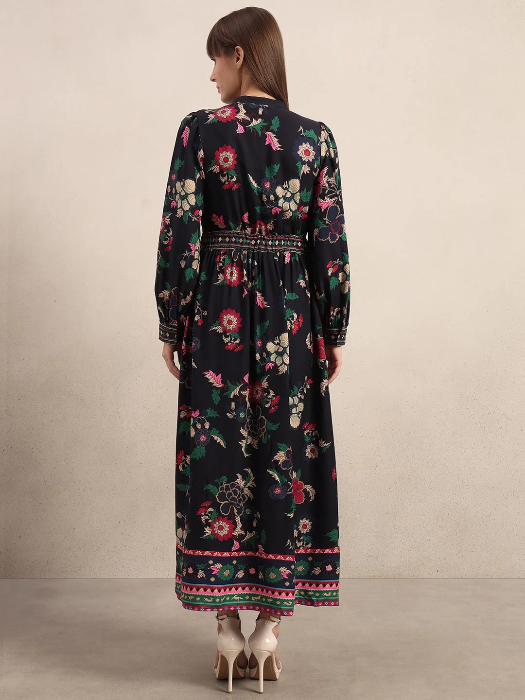 Navy Blue Printed Midaxi Dress - Image 4