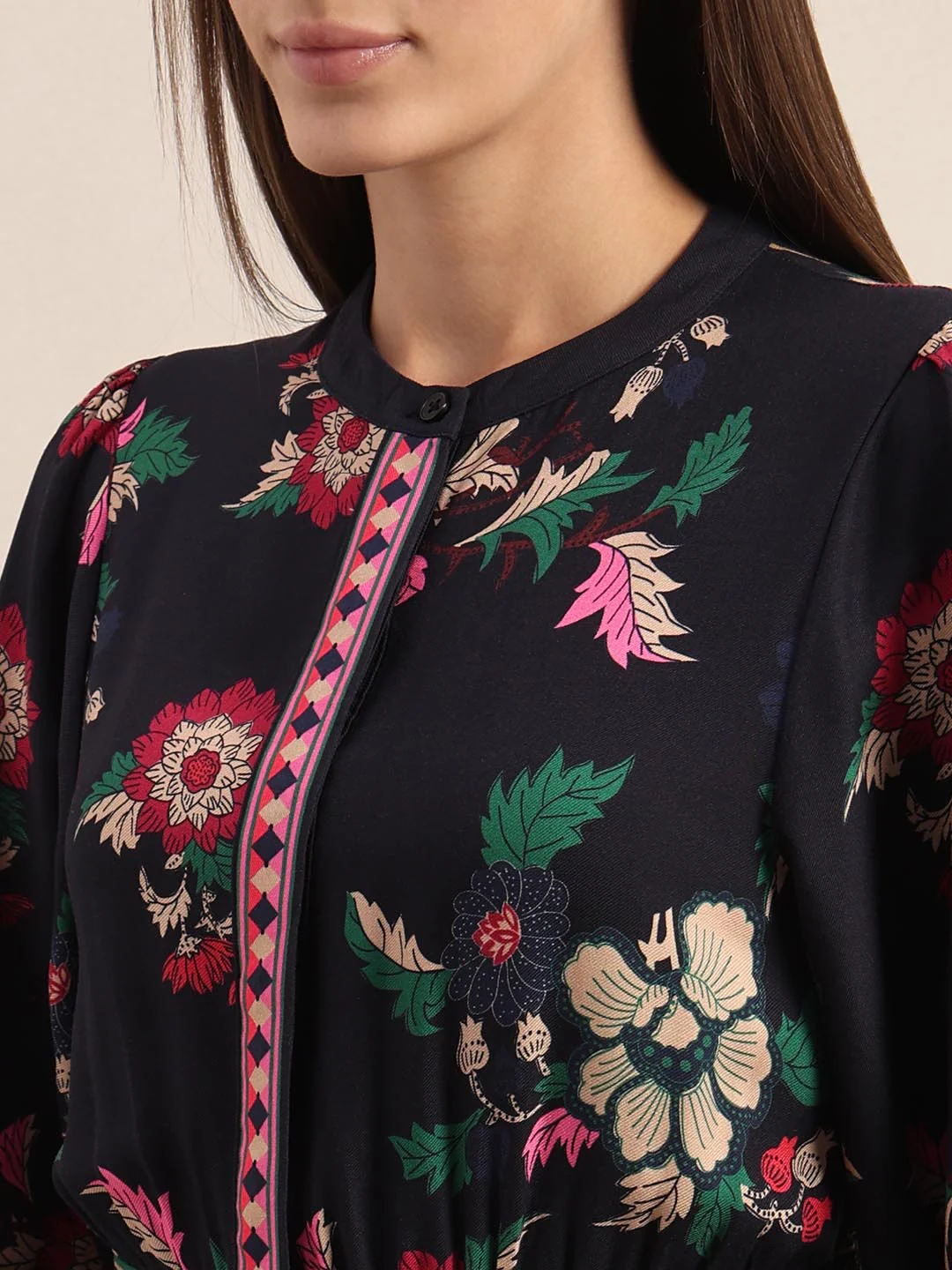 Navy Blue Printed Midaxi Dress - Image 6