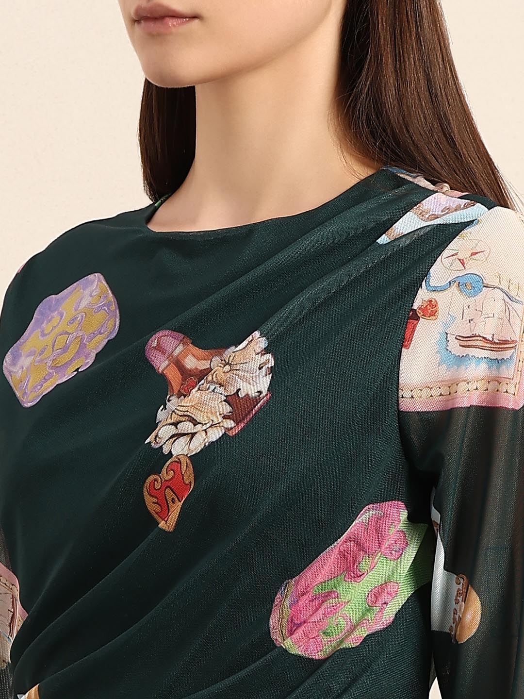 Green Printed Bodycon Dress - Image 6