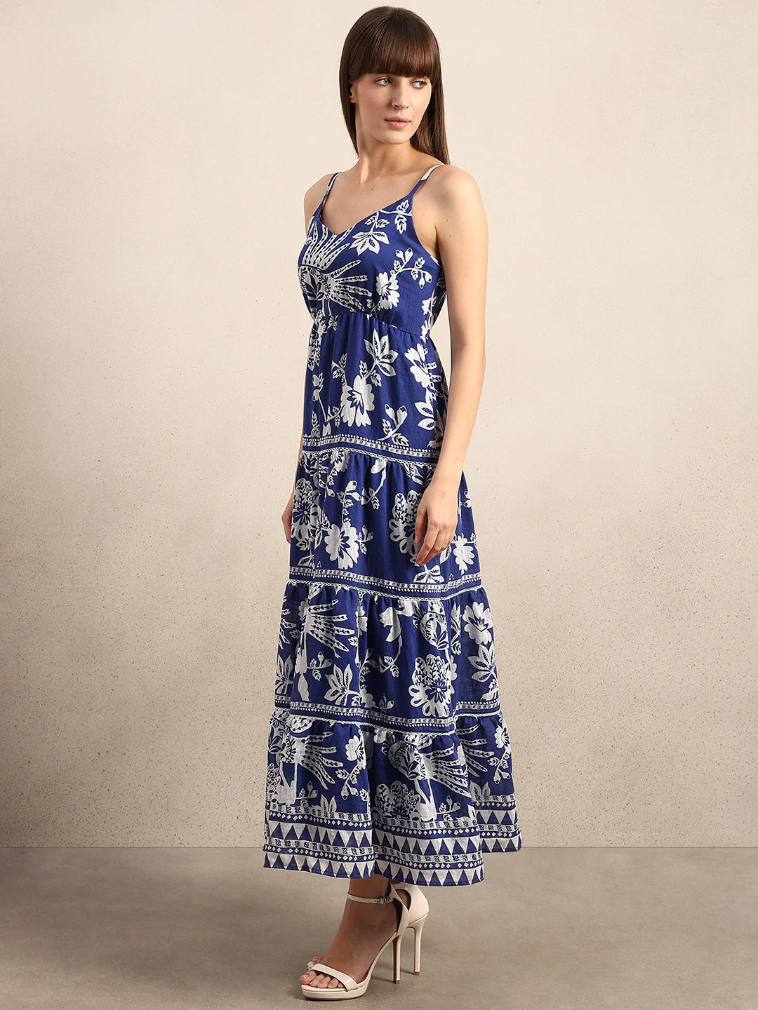 Blue Printed Maxi Dress - Image 3