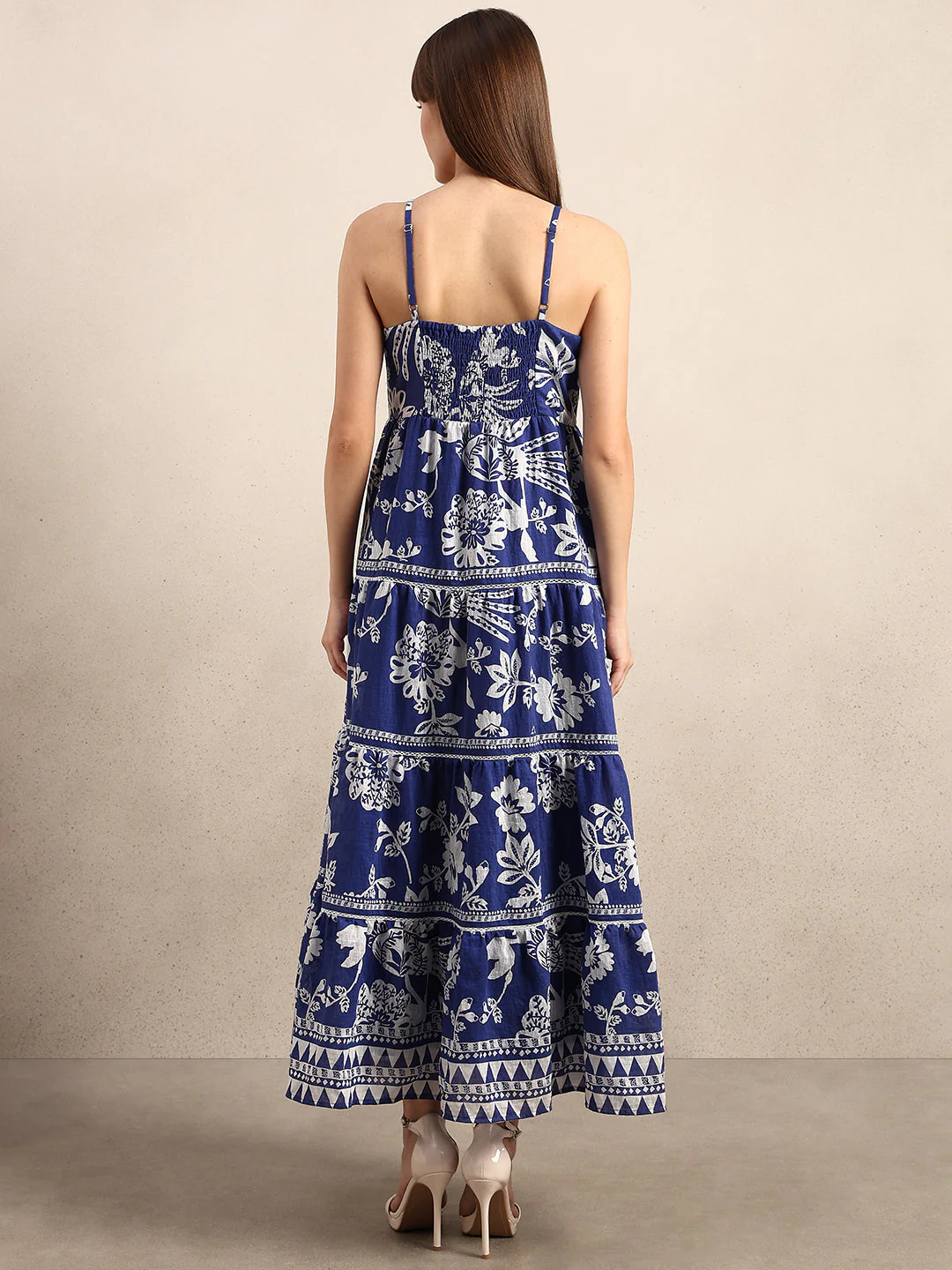 Blue Printed Maxi Dress - Image 4