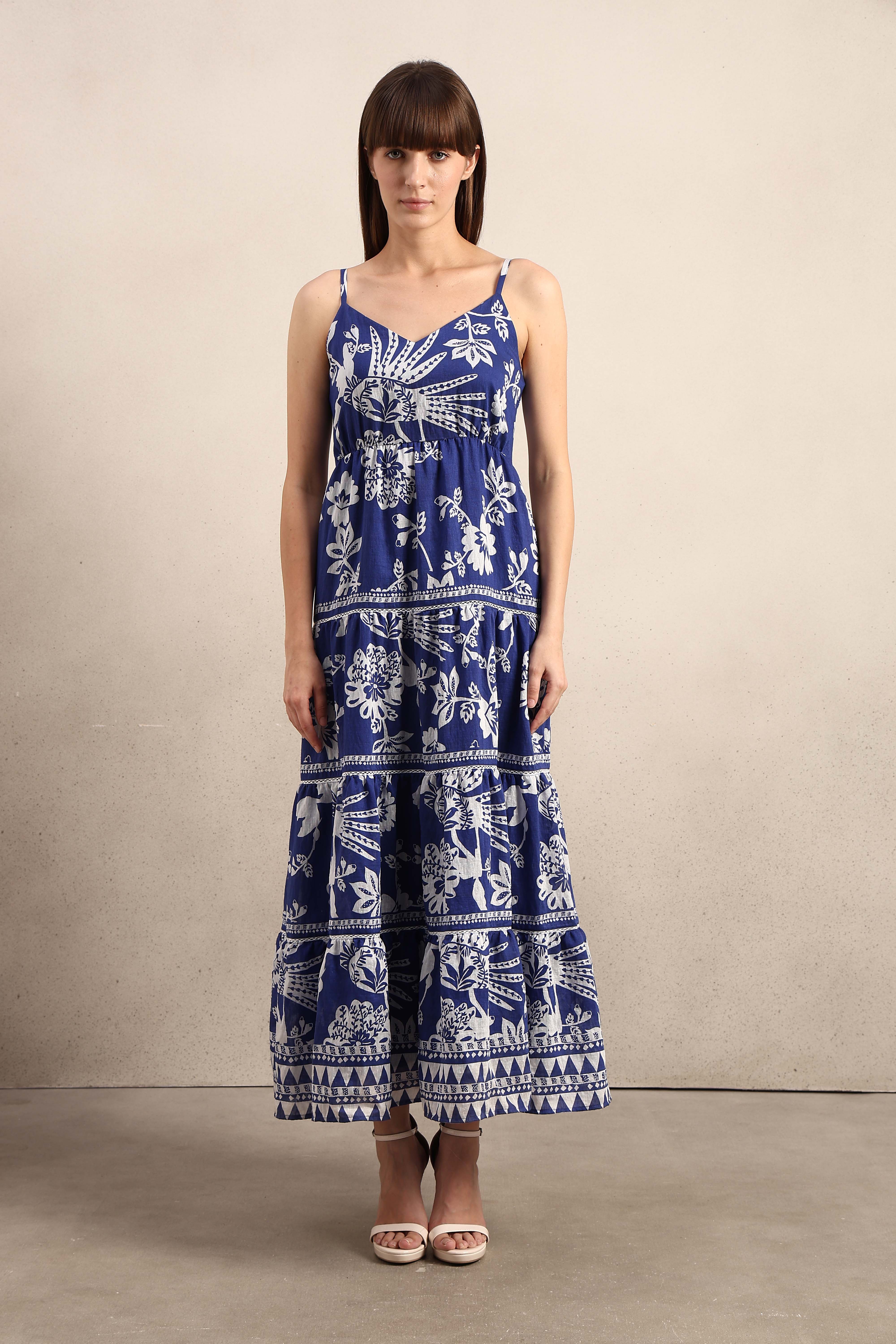 Blue Printed Maxi Dress - Image 8