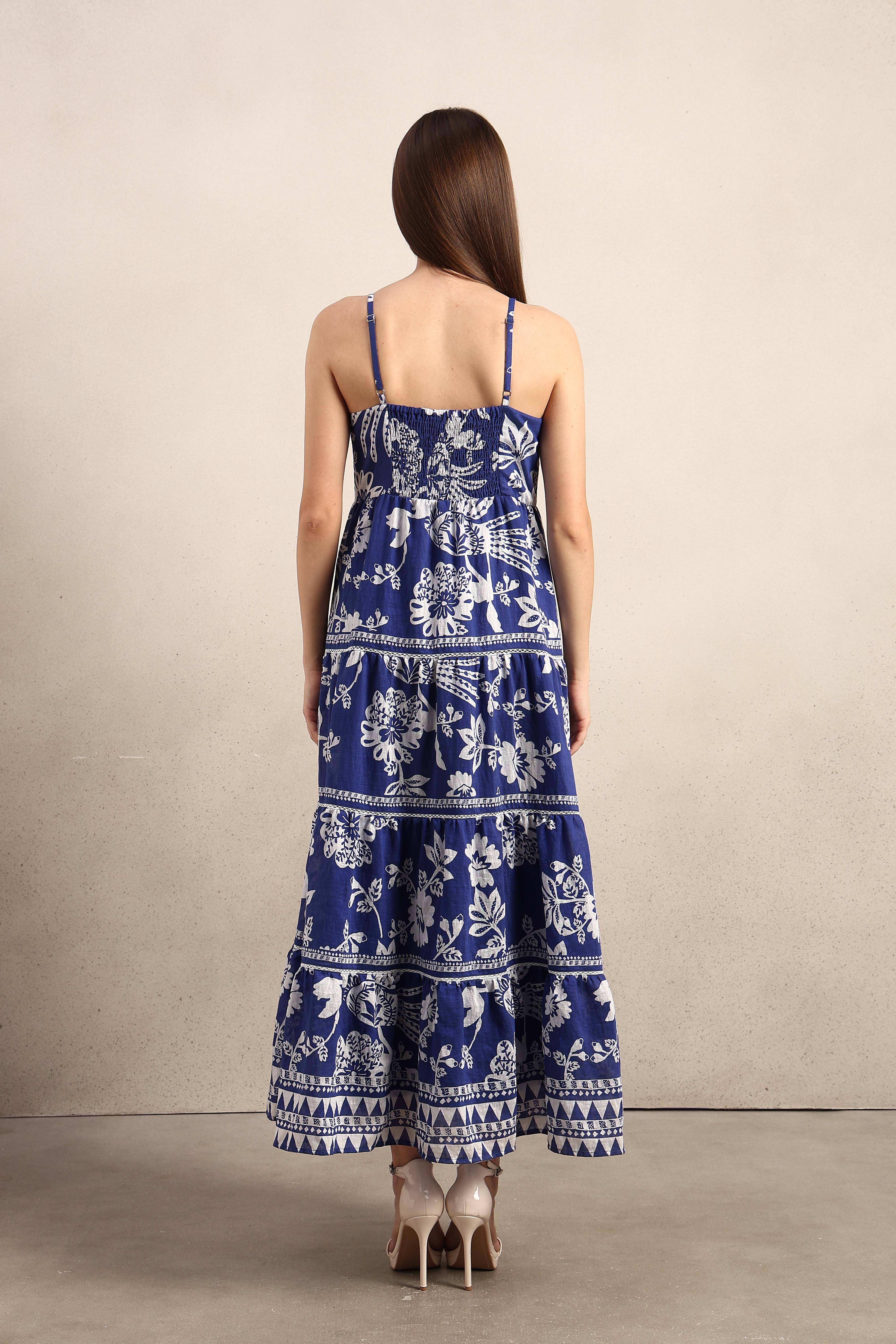 Blue Printed Maxi Dress - Image 9