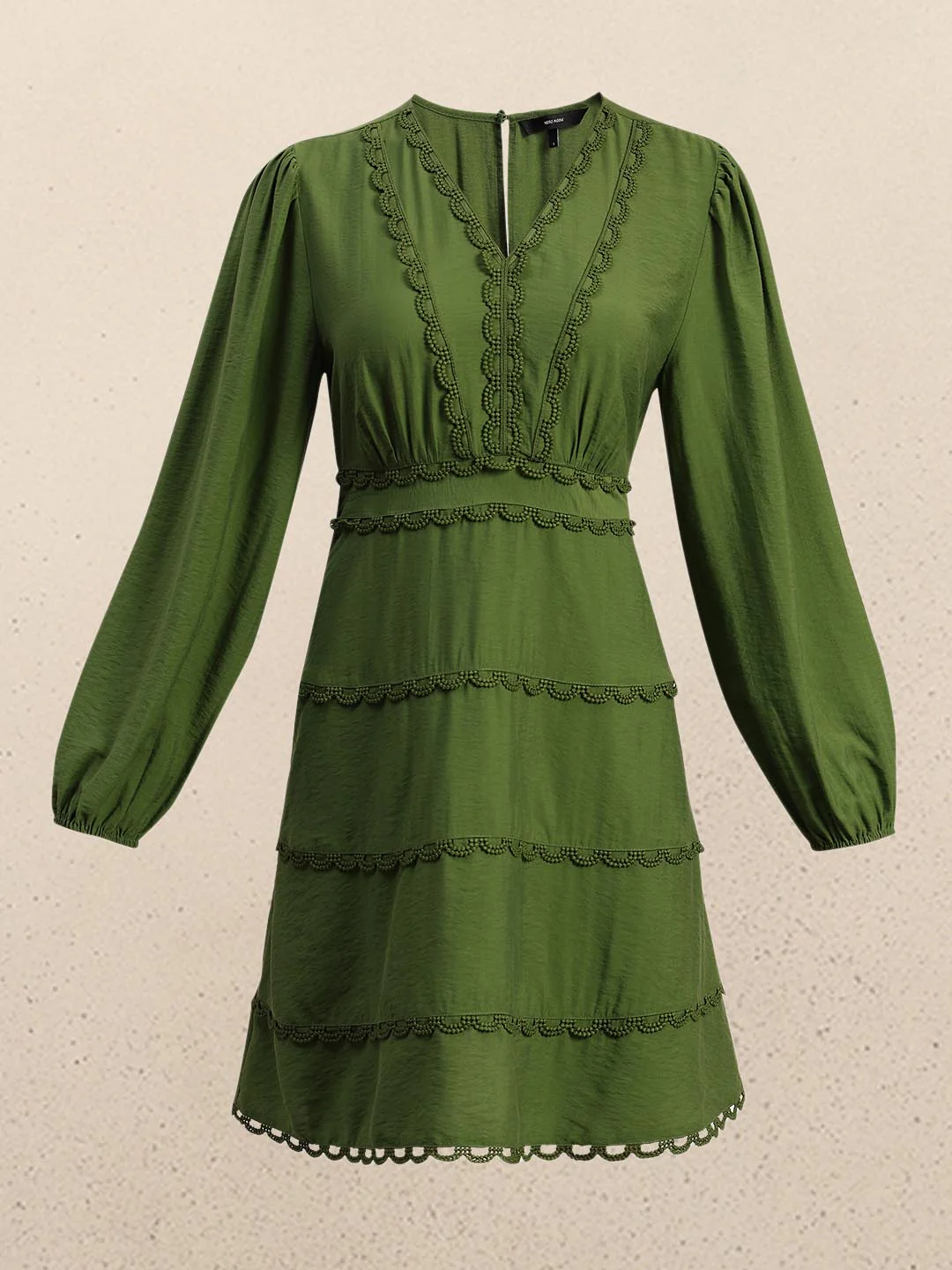 Green Lace Detail Mini Dress - Image 7