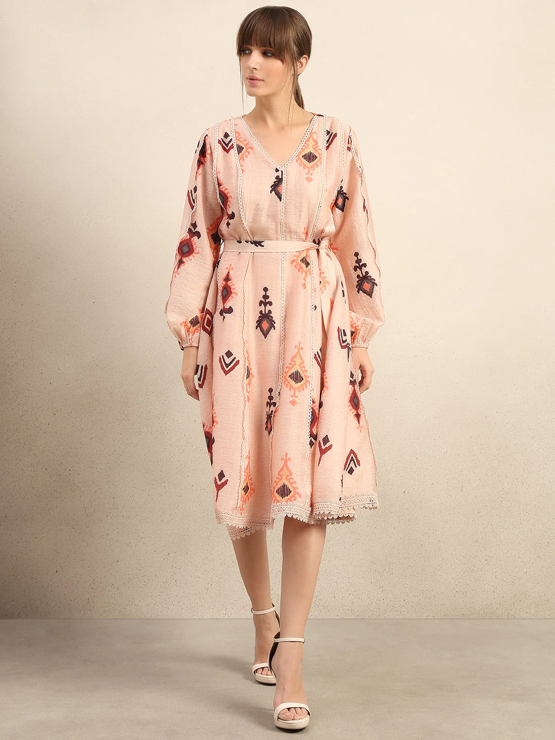 Pink Printed Midi Dress - Image 2