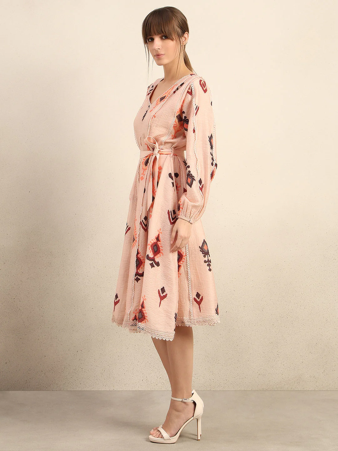 Pink Printed Midi Dress - Image 3