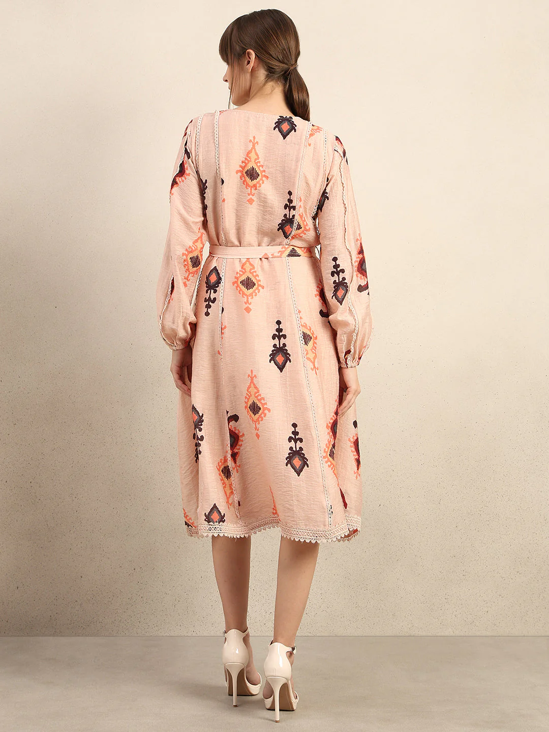 Pink Printed Midi Dress - Image 4
