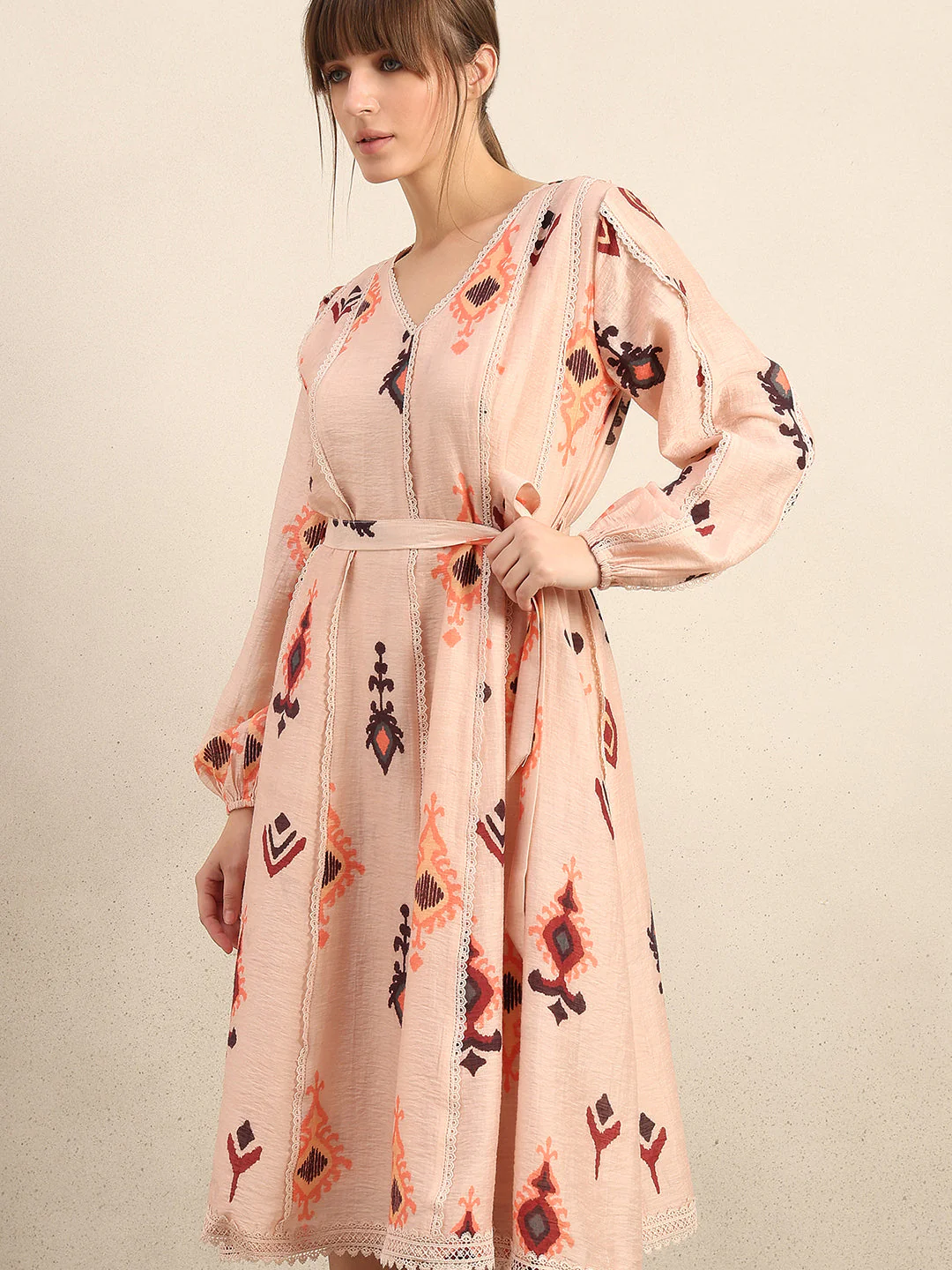 Pink Printed Midi Dress - Image 5