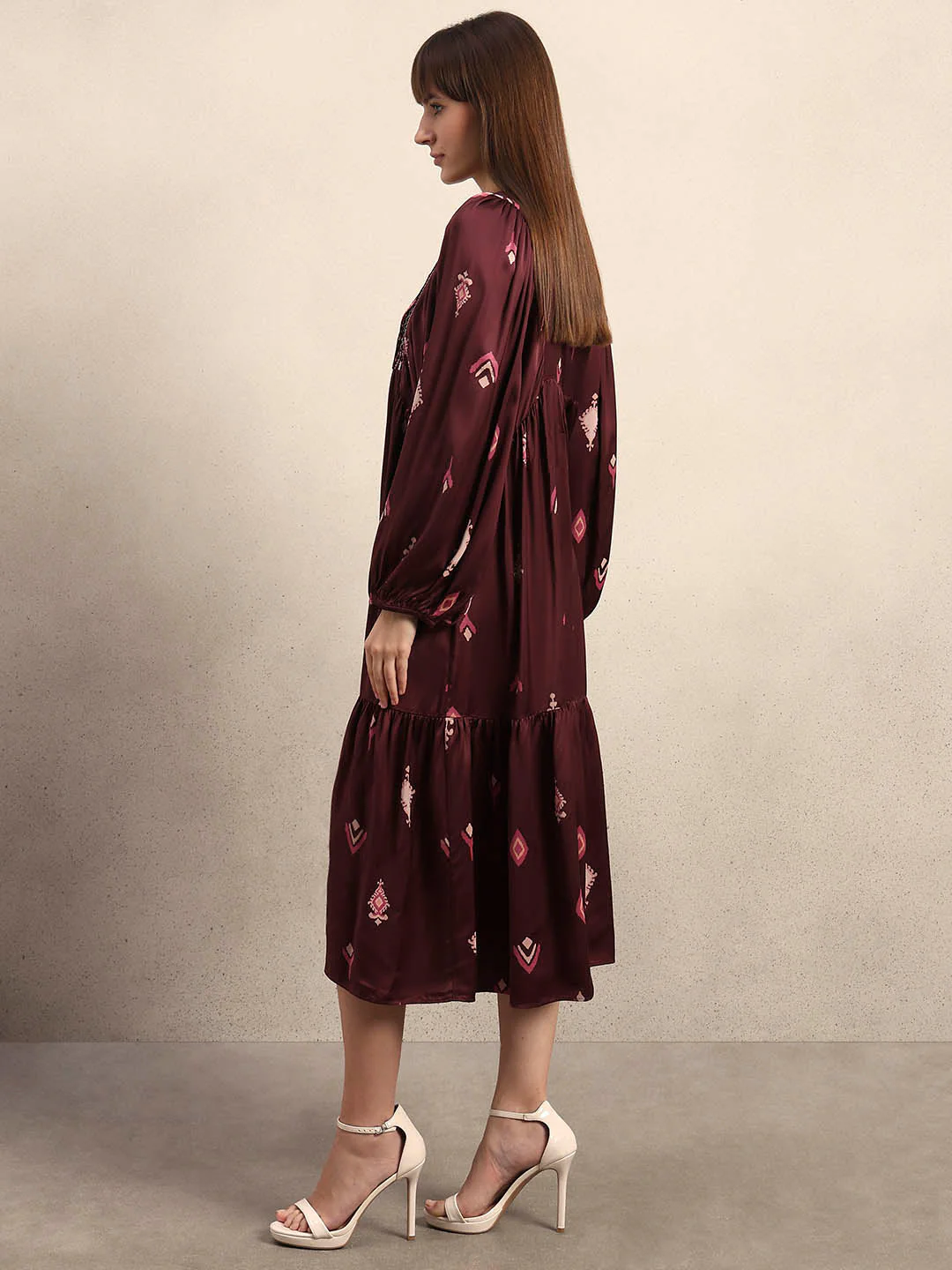 Embroidered Printed Midi Dress - Image 3