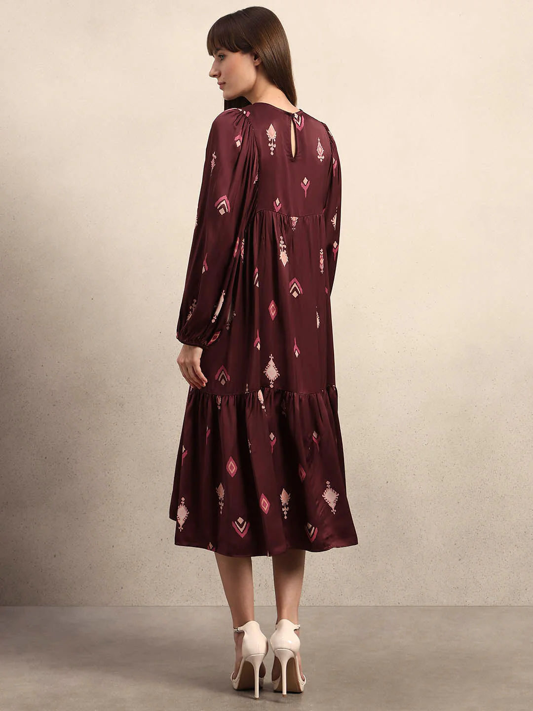 Embroidered Printed Midi Dress - Image 4