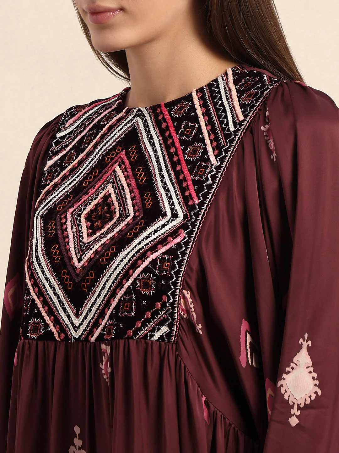 Embroidered Printed Midi Dress - Image 6