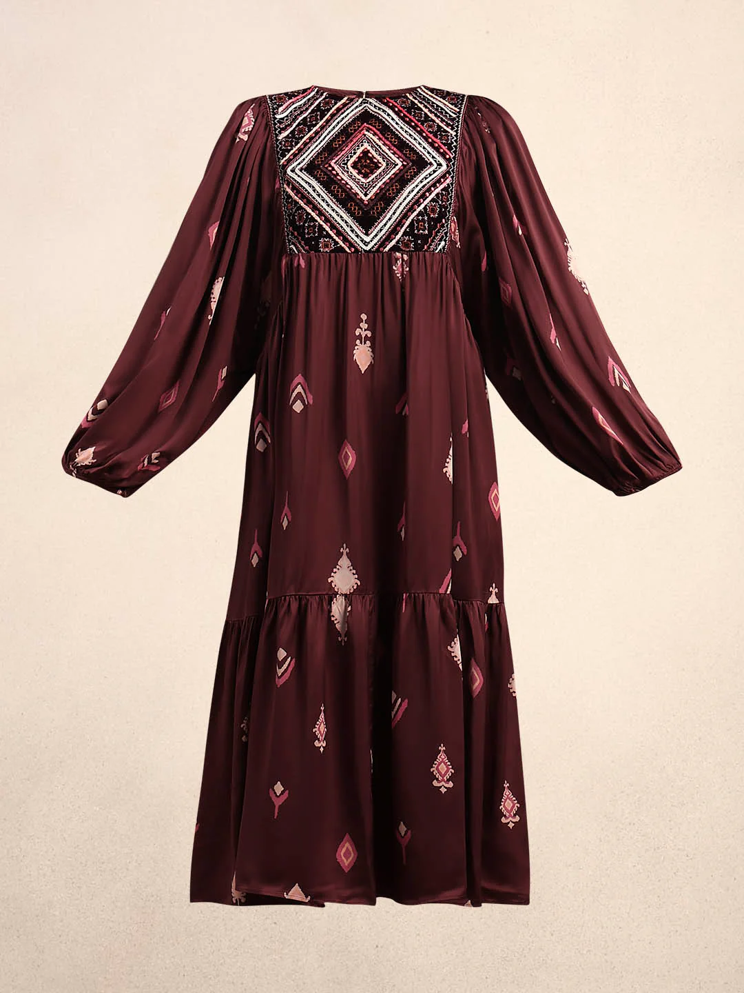 Embroidered Printed Midi Dress - Image 7