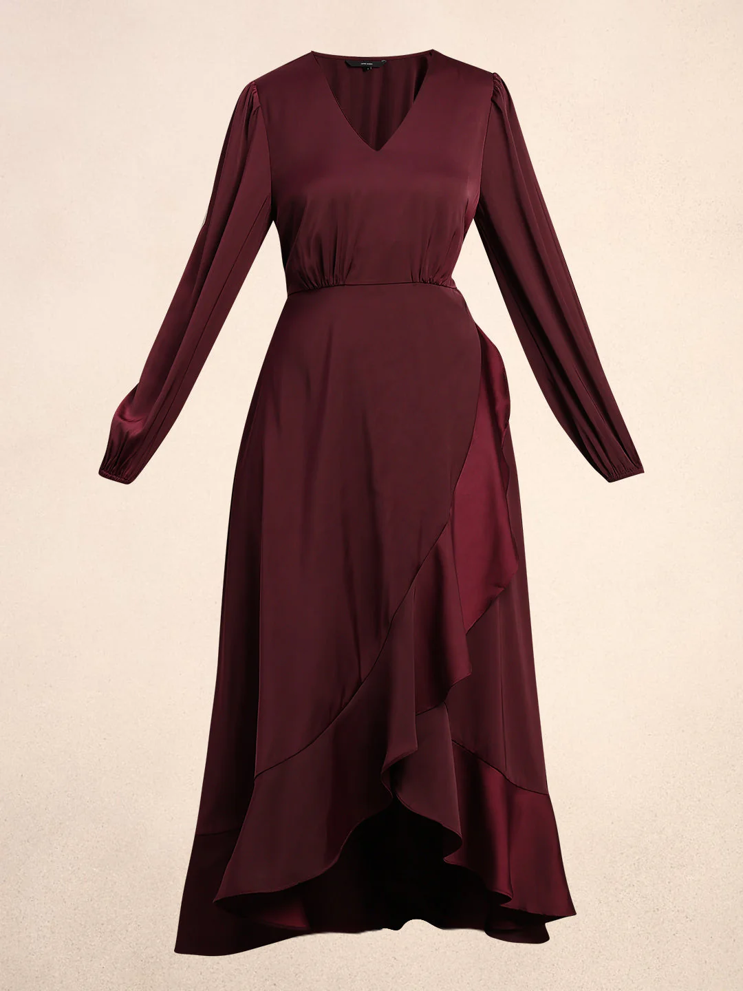 Ruffle Detail V-Neck Midi Dress - Image 6