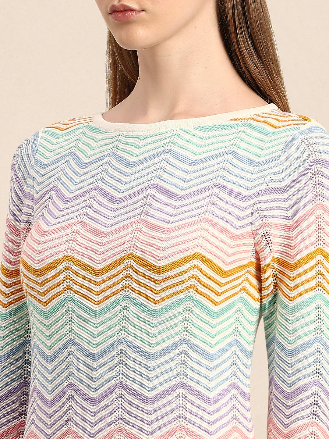 Chevron Print Knitted Mini Dress - Image 8