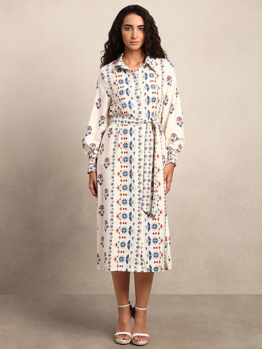 Printed Midi Shirt Dress - Image 2