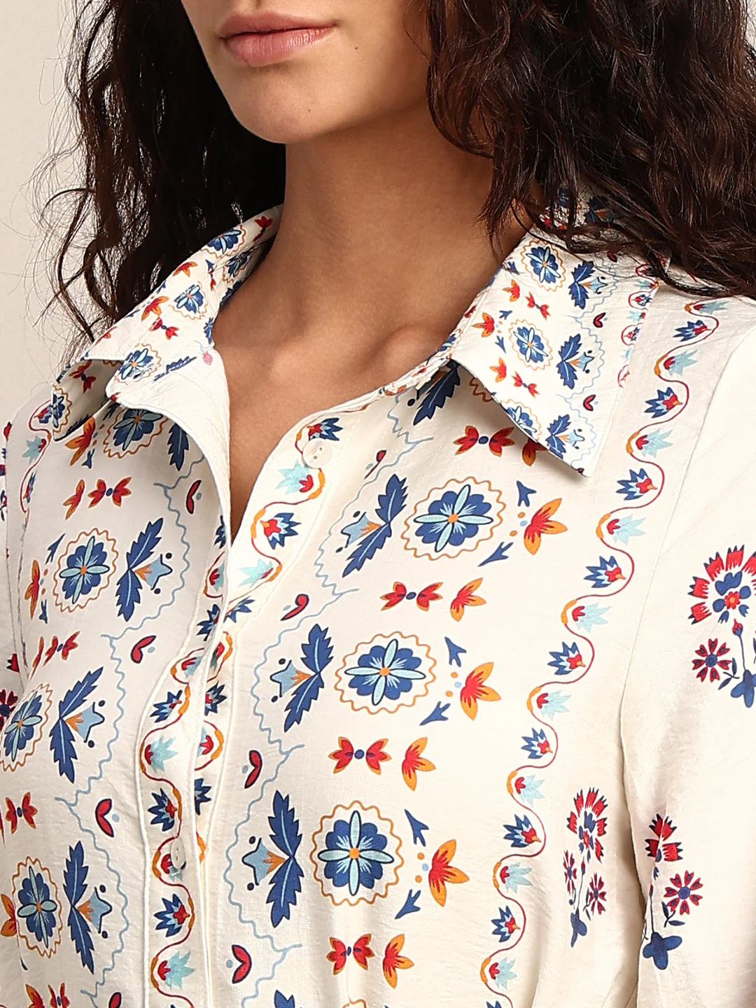Printed Midi Shirt Dress - Image 4