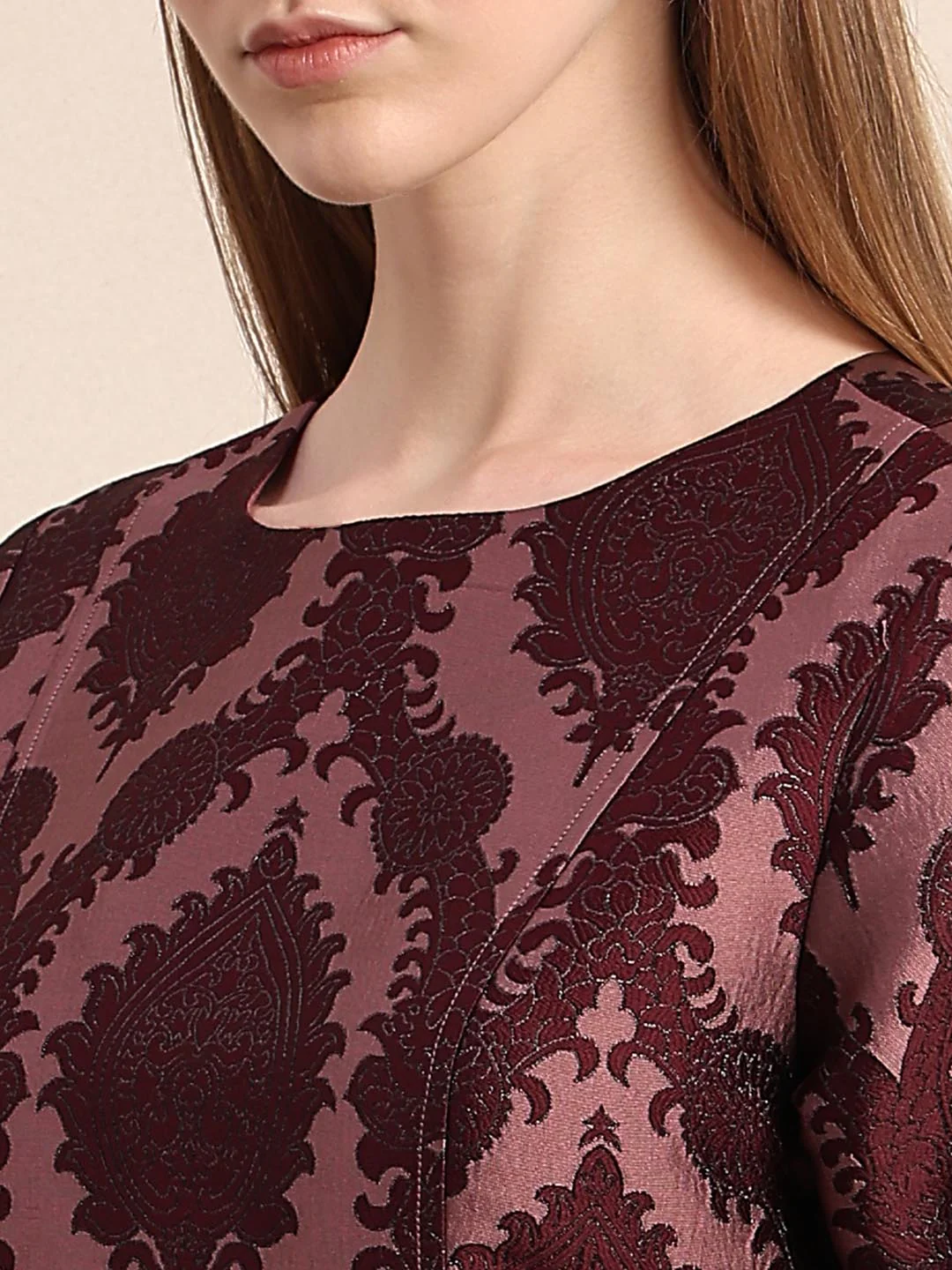 Maroon Printed Mini Dress - Image 8