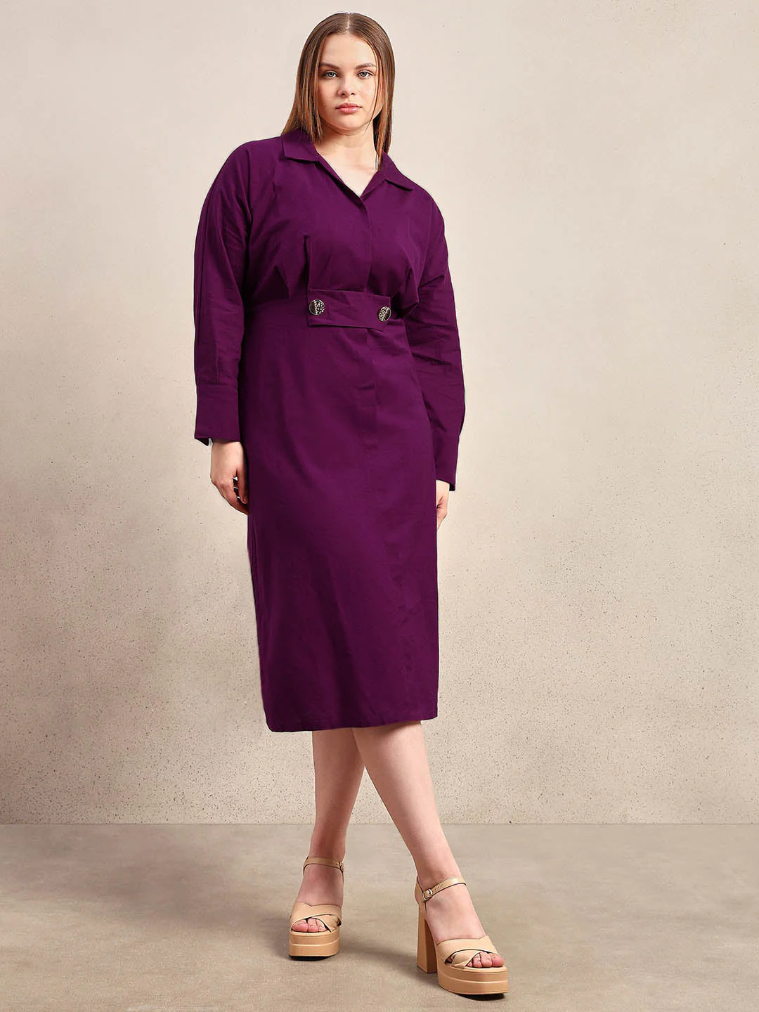 Curve Collared Midi Dress - Image 2