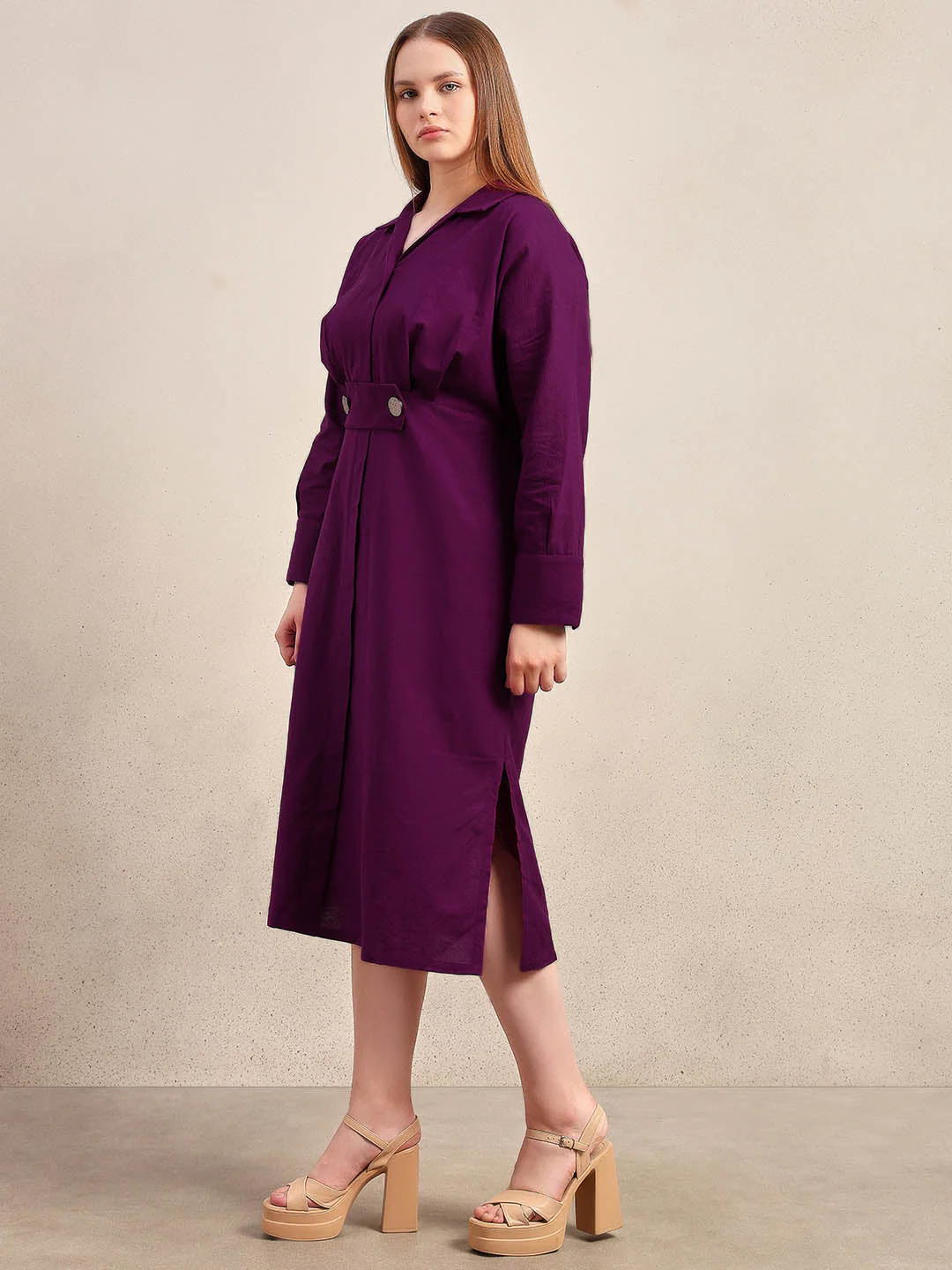 Curve Collared Midi Dress - Image 3