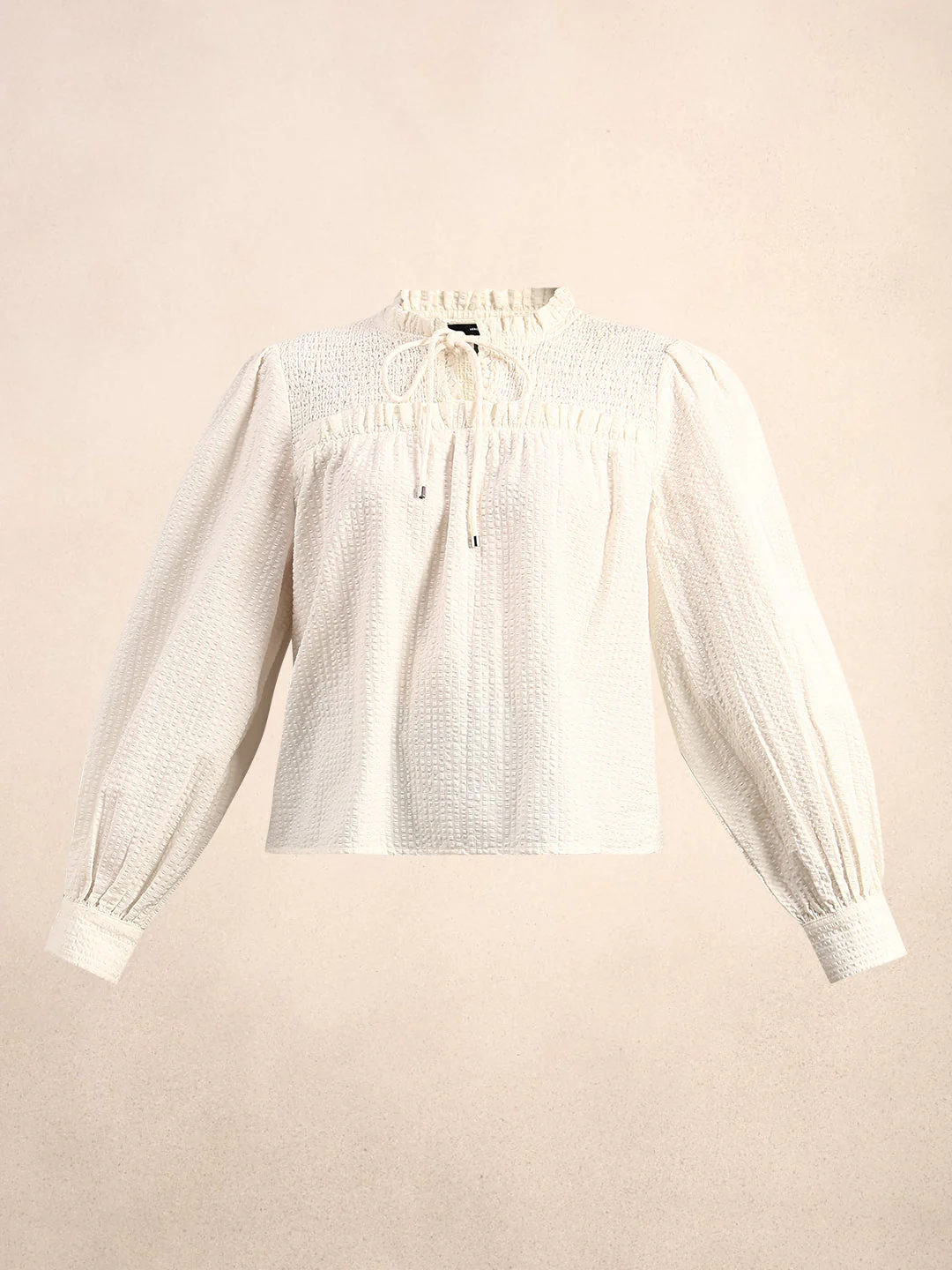 Smocked Long Sleeves Cotton Top - Image 7