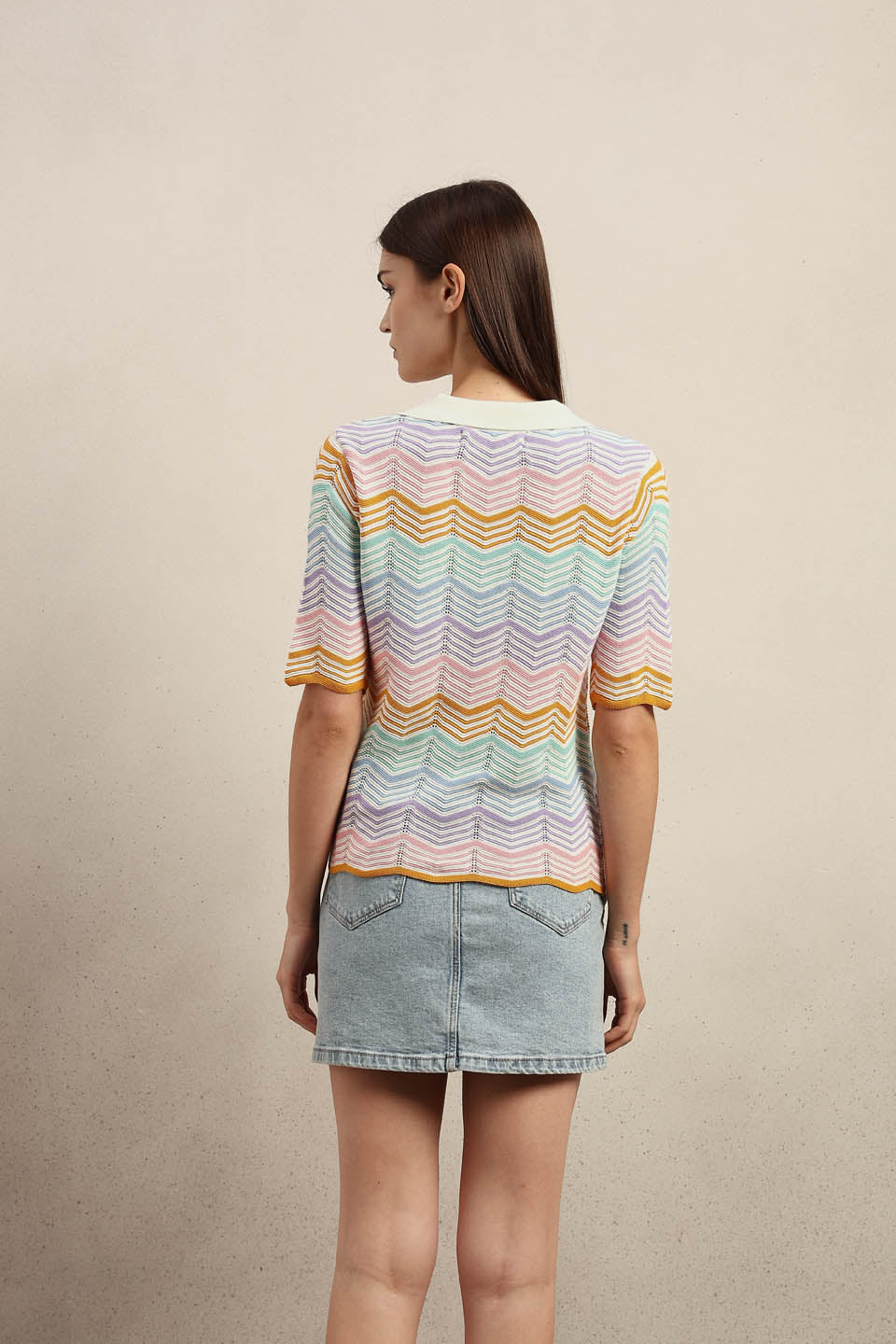 Chevron Print Knit Polo - Image 10