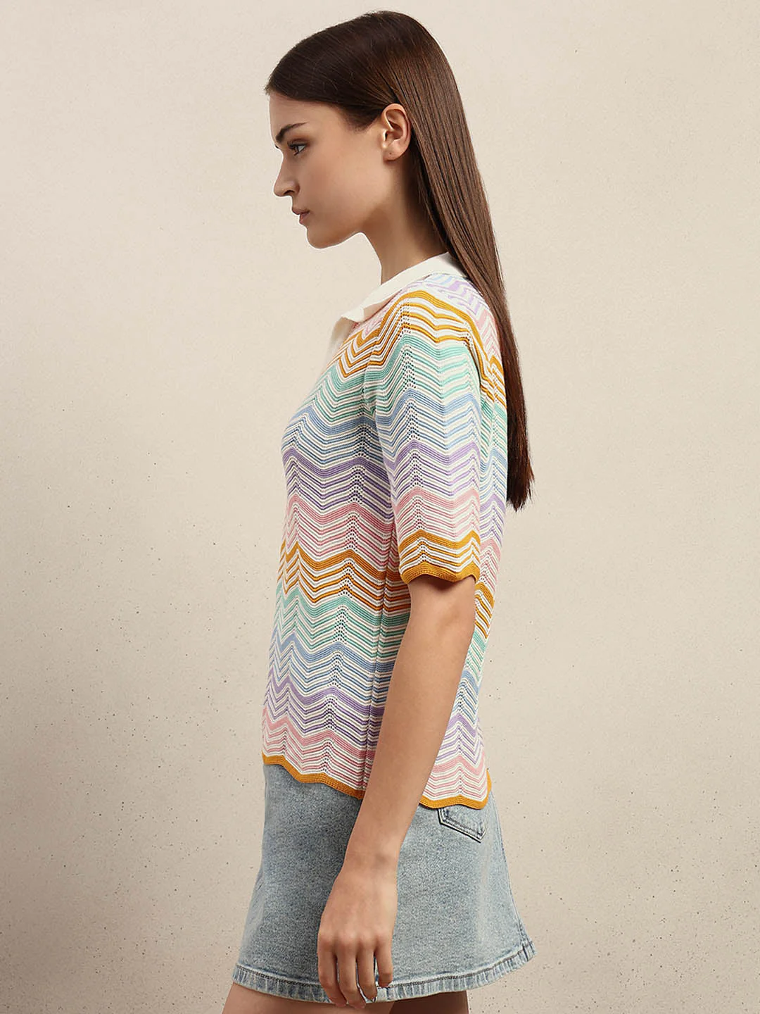 Chevron Print Knit Polo - Image 3