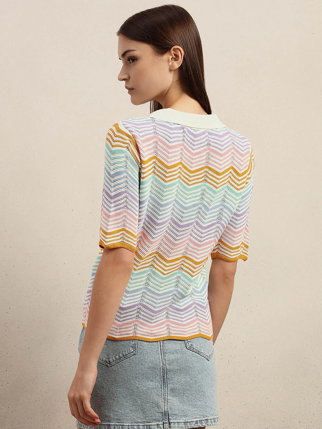 Chevron Print Knit Polo - Image 4