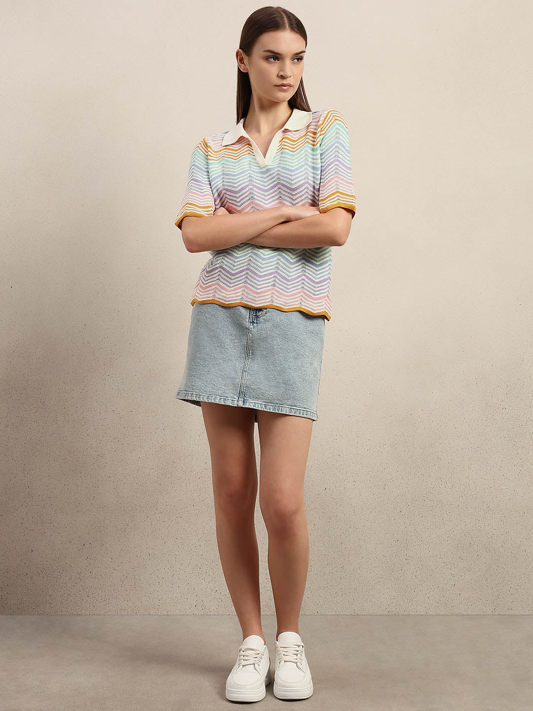 Chevron Print Knit Polo - Image 5