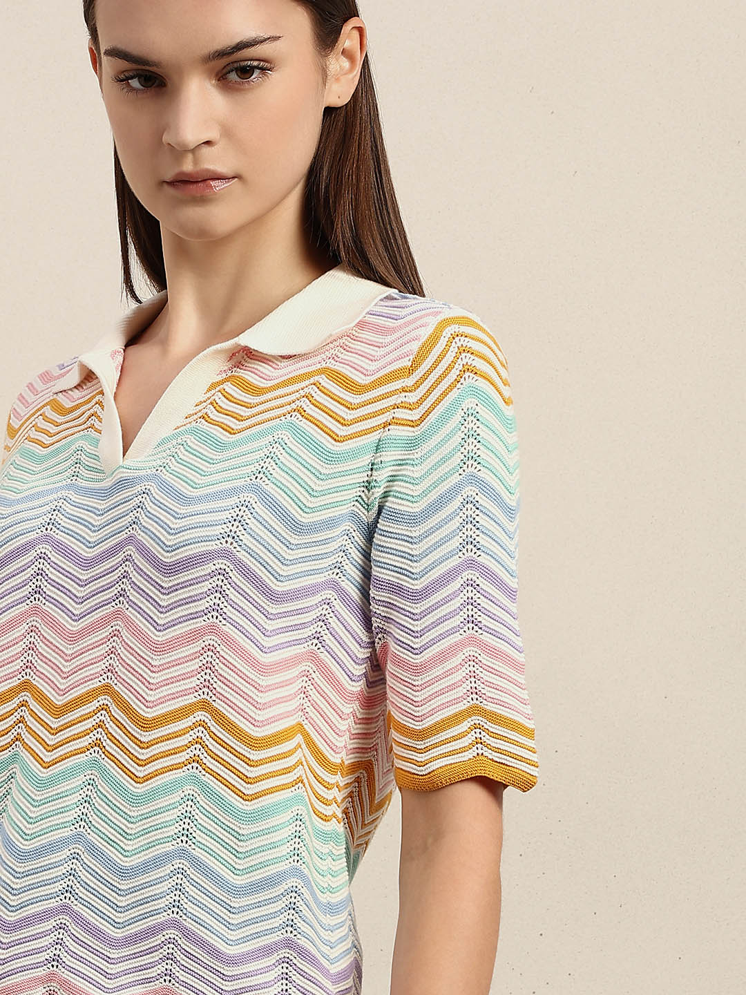 Chevron Print Knit Polo - Image 6