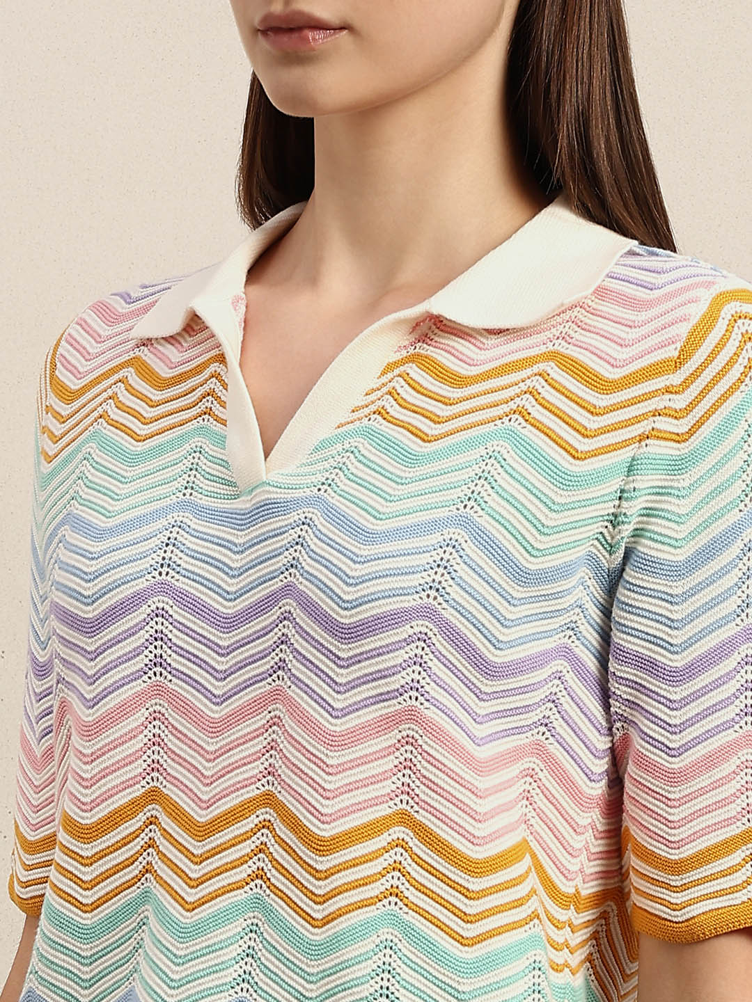 Chevron Print Knit Polo - Image 8
