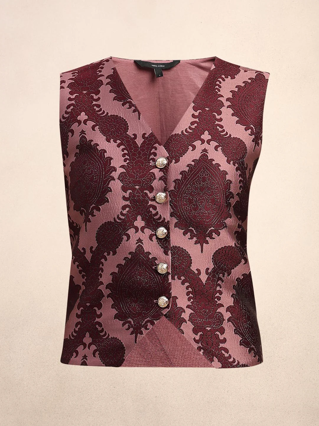 Maroon Jacquard Vest Top - Image 7