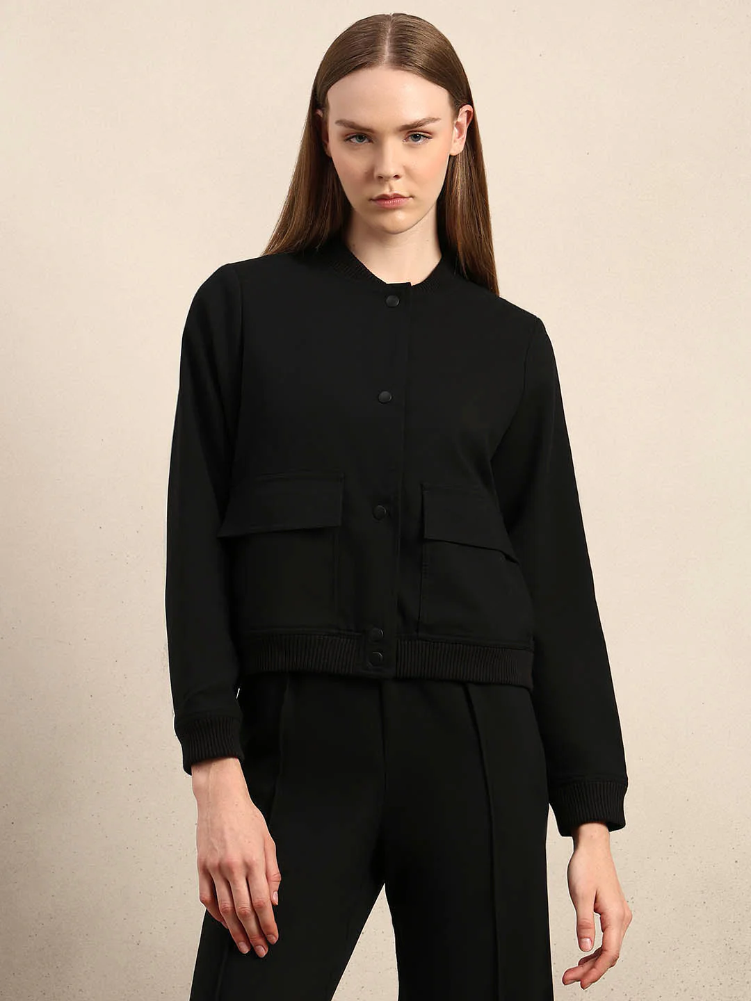 Black Utility Bomber Jacket - Image 2