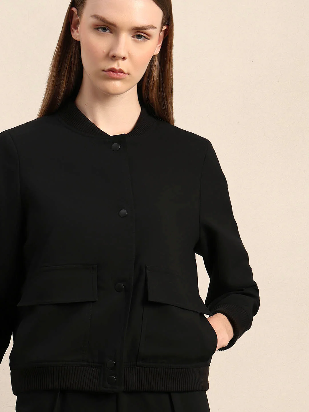 Black Utility Bomber Jacket - Image 6