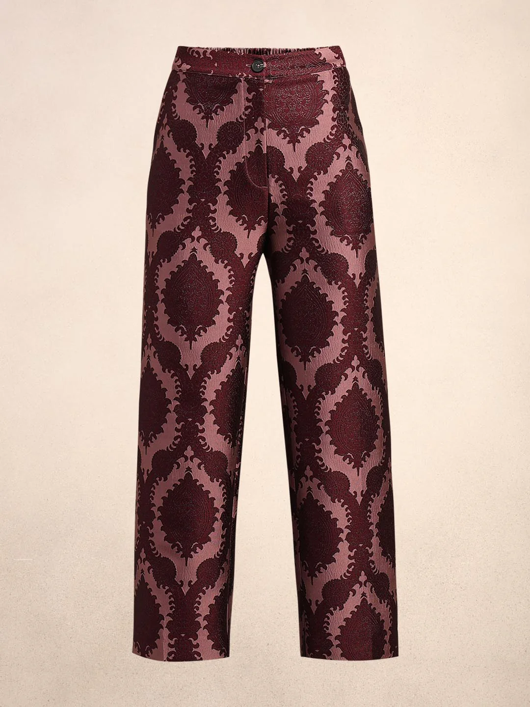 Red Printed Straight Fit Pants - Image 7