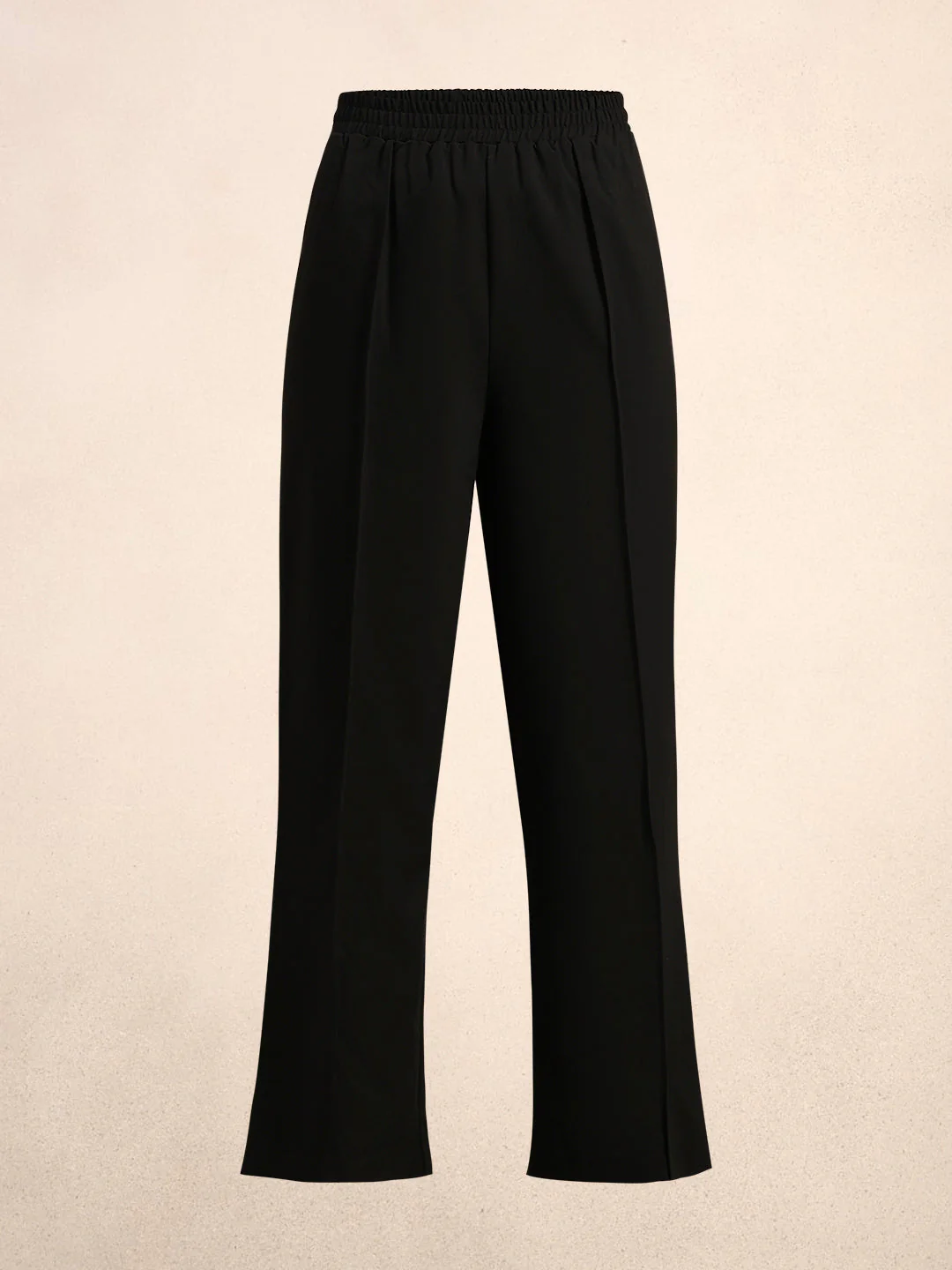 Wide Leg Elastic Waist Pants - Black - Image 7