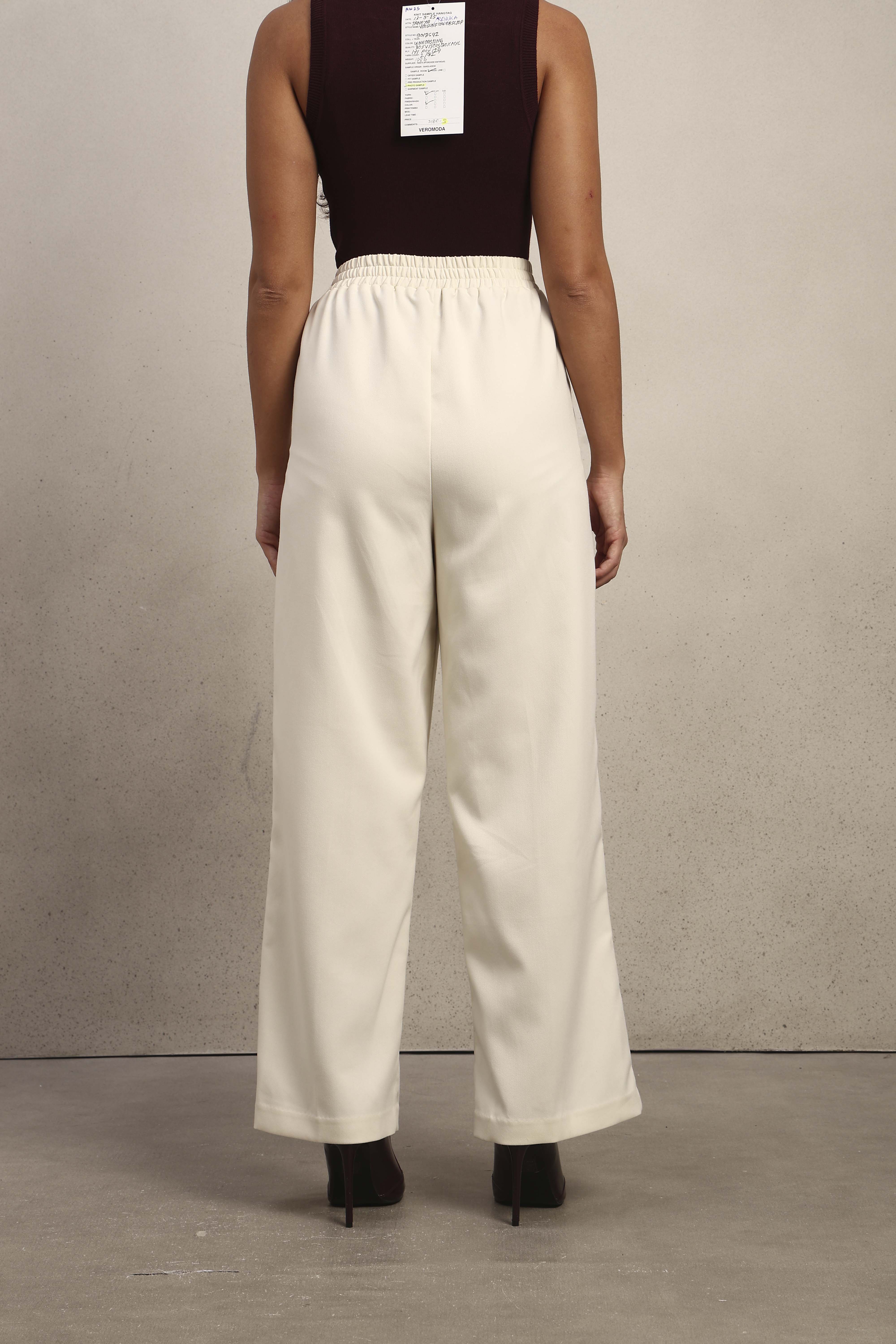 Wide Leg Elastic Waist Pants - Off-White - Image 10