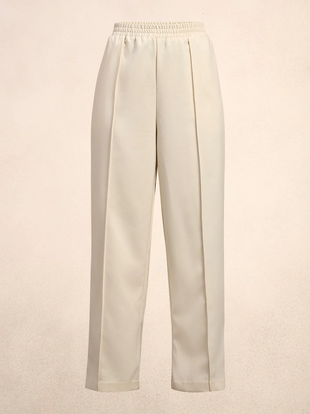 Wide Leg Elastic Waist Pants - Off-White - Image 7
