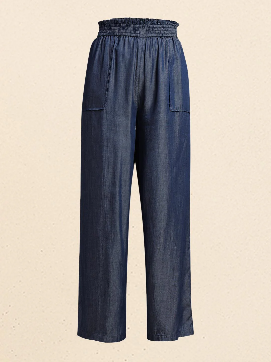Blue High Rise Straight Fit Pants - Image 7