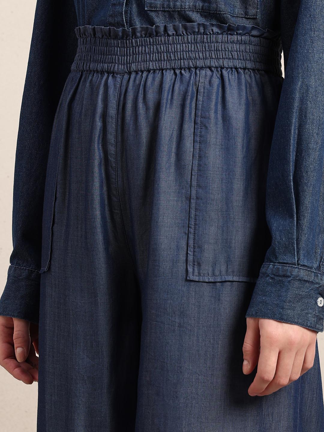 Blue High Rise Straight Fit Pants - Image 8
