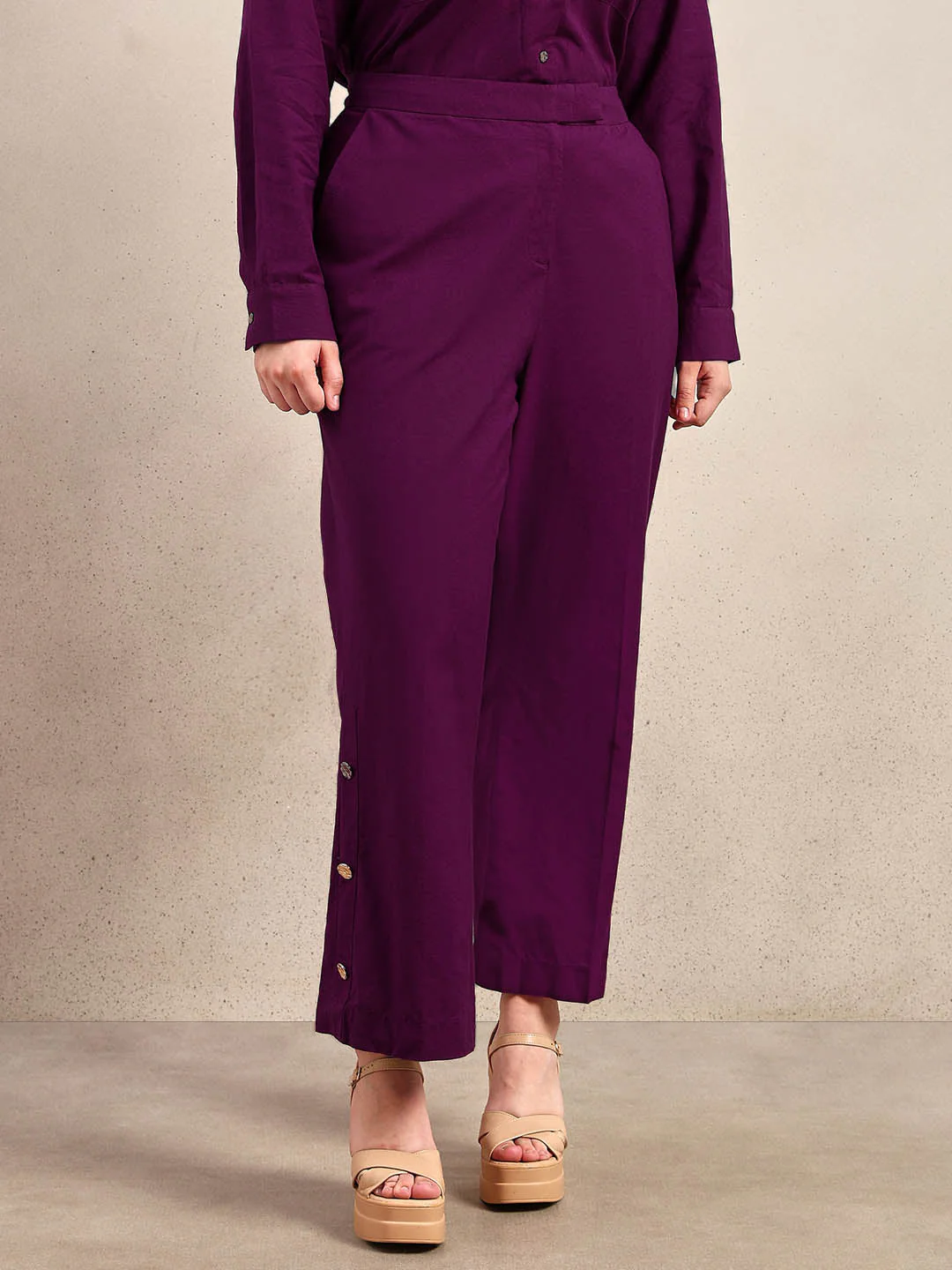 Curve Purple Wide Leg Pants - Image 2