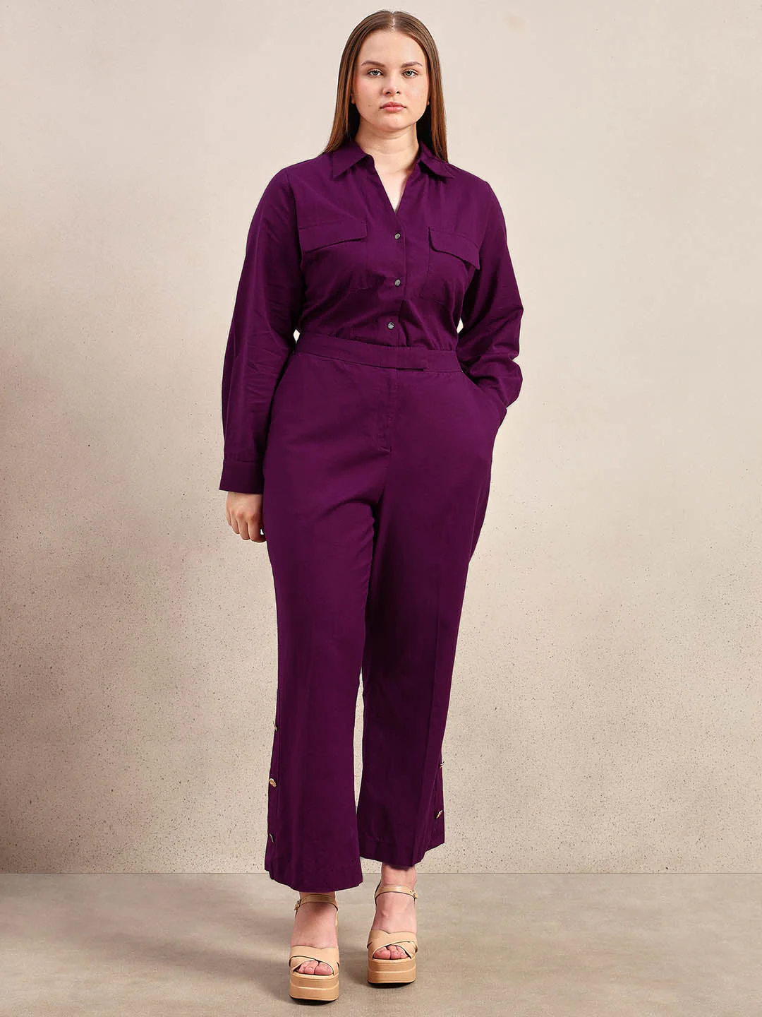 Curve Purple Wide Leg Pants - Image 5