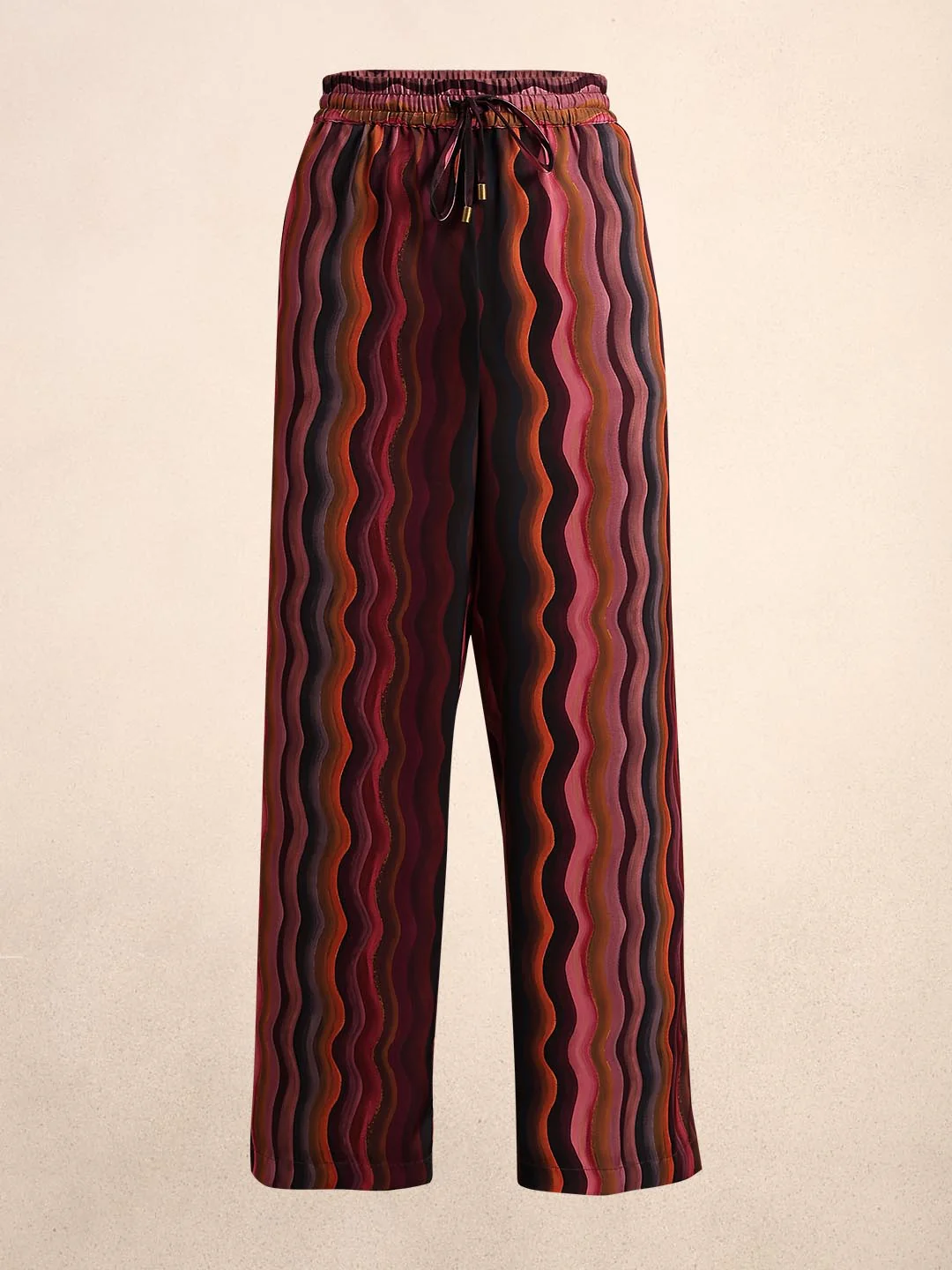 Maroon Printed Wide Leg Pants - Image 7